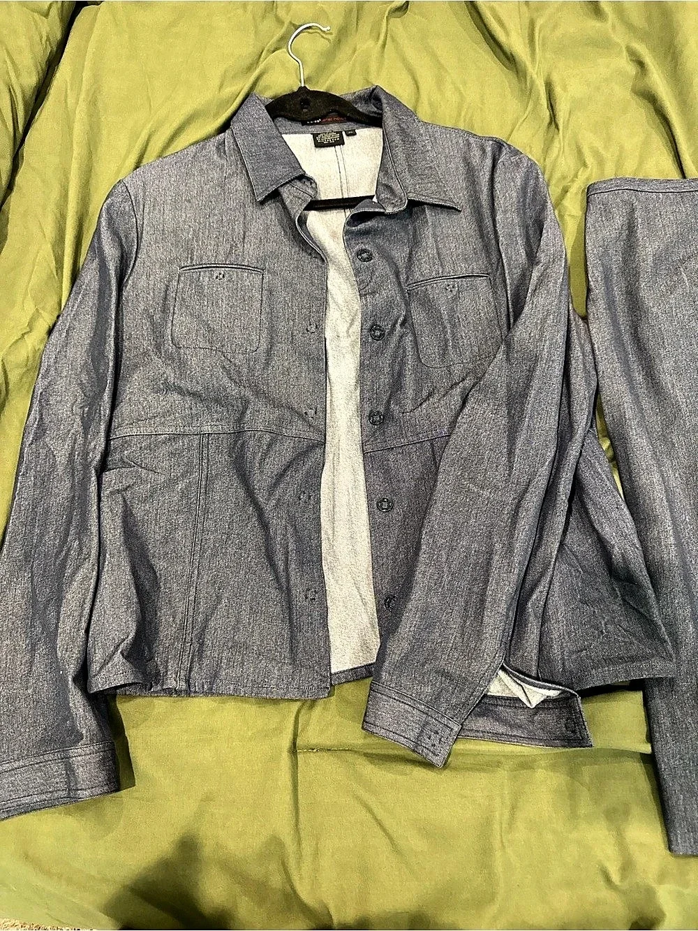 Gray Button-Front Skirt Set